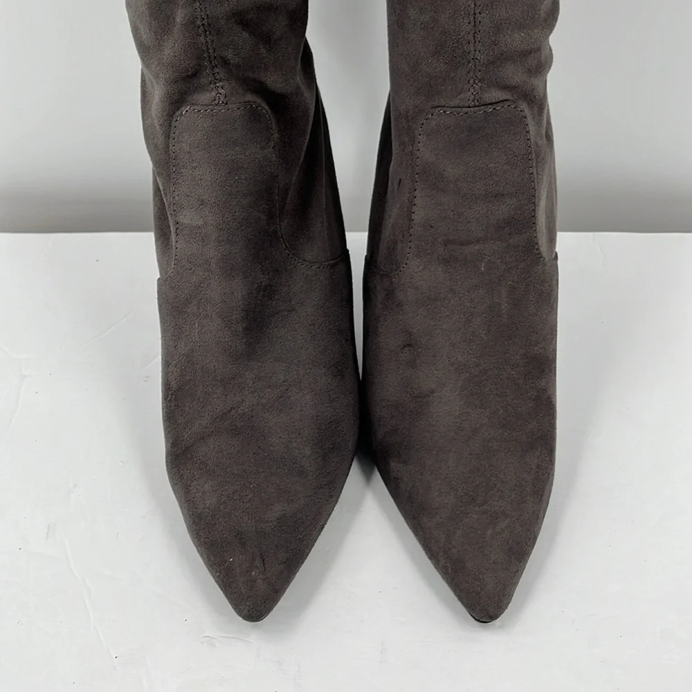 Steve Madden Tall Pointed-Toe Stiletto Over-The-Knee Boots in Charcoal
